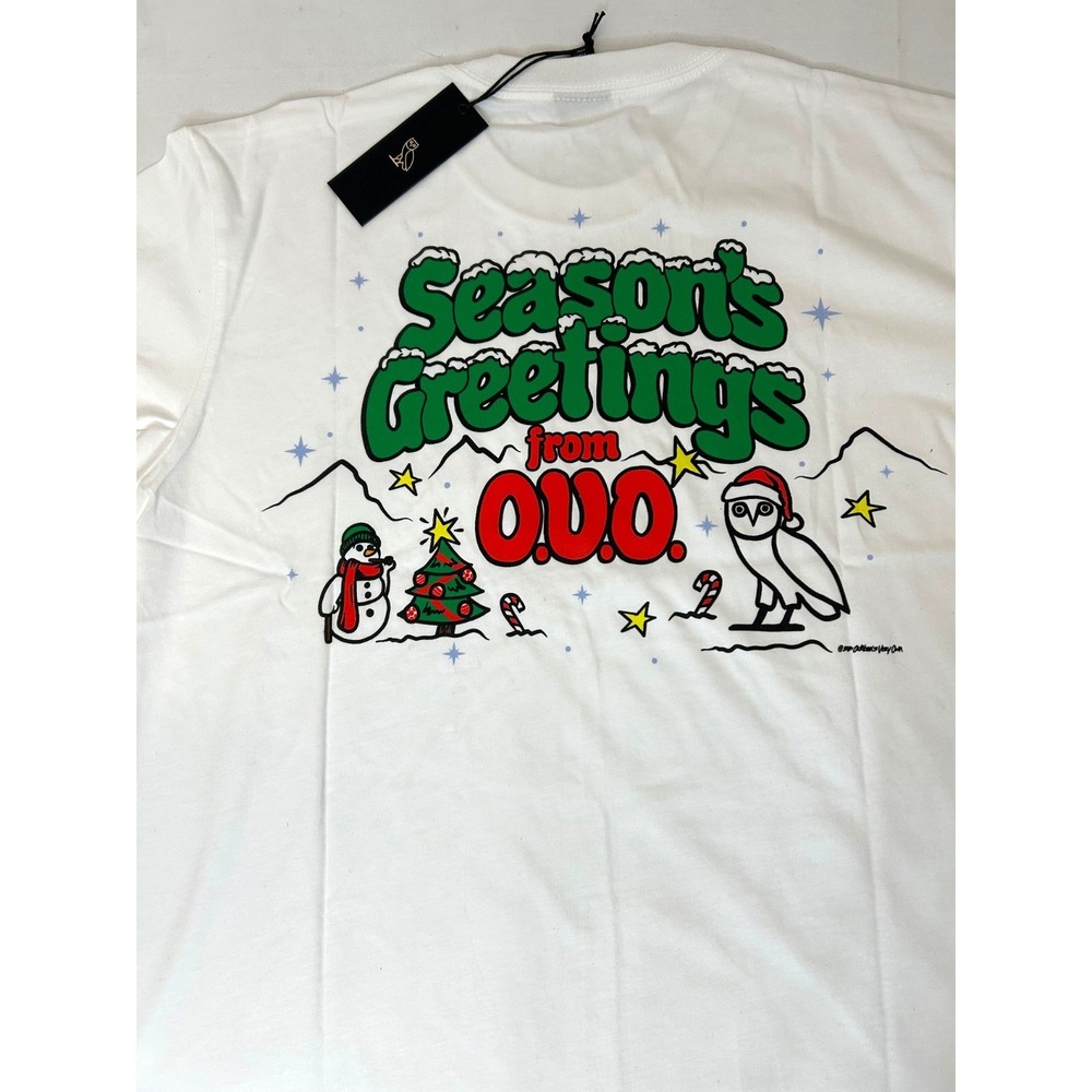 OVO Season Greetings October Very Own Canada Owl Logo White Size Medium NEW